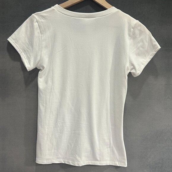 Boss Babe Rhinestone Graphic Tee Womens Size Small White Crewneck Short Sleeve - Picture 8 of 8